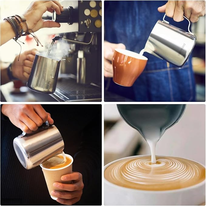 Stainless Steel Milk Frothing Pitcher - 20oz (600ml) for Espresso Machine, Cappuccino, Latte Art