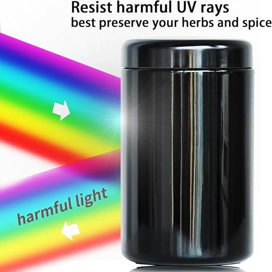 Black Glass Airtight Storage Container Jar 1000ml 2 Oz with UV Protection for Spice Coffee