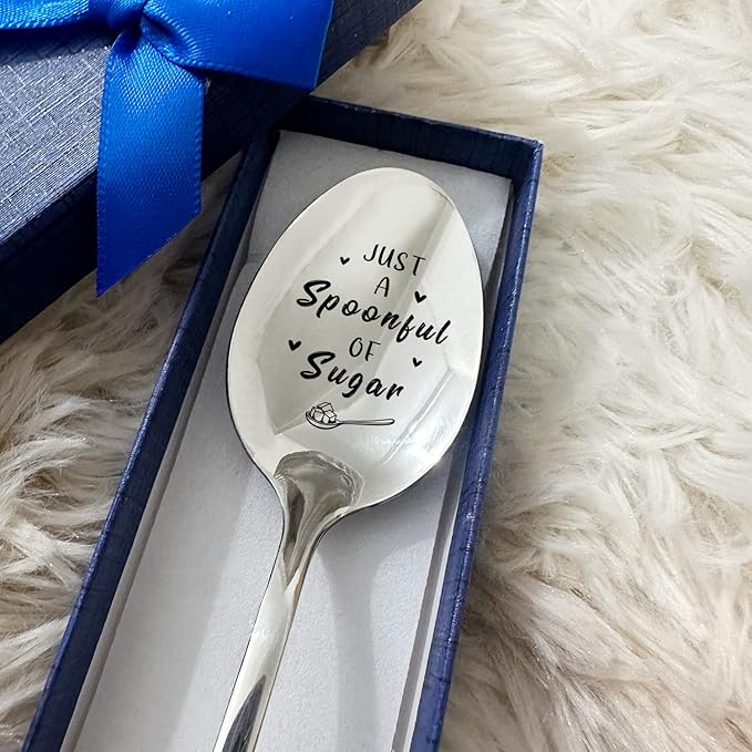 Just a Spoonful of Sugar Spoon Funny Engraved Stainless Steel Spoon,Coffee and Tea Lover Gifts for Men Women,Mary Poppins Gifts,Gift for Friends Mom and Dad Birthday Valentine Christmas Gift