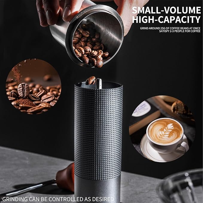Manual Coffee Grinder, Adjustable Grinding Settings, Stainless Steel Burrs, Portable Hand-Cranked Coffee Grinder, For Espresso, Drip Filter, French Press Filter, Compact And Durable (black)