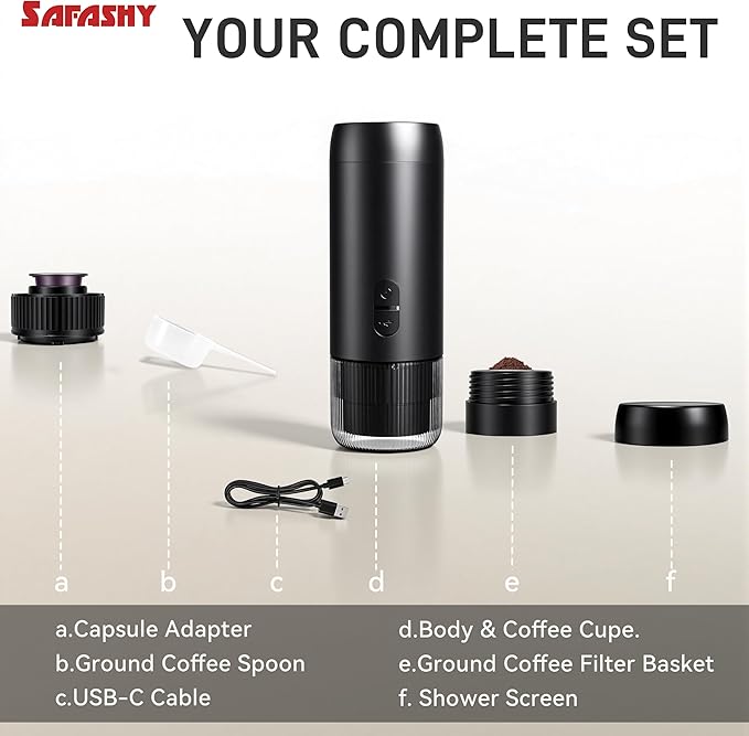 Portable Electric Espresso Machine, Coffee Espresso Maker for Travel with USB-C, Battery Powered 1800mAh, for Ground Coffee & NS Capsule, for Office,Gifts for Men, RV, Hiking
