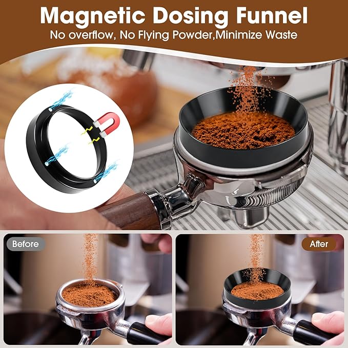 51mm Spring Loaded Espresso Tamper Kit with WDT Tool Dosing Ring and Tamping Mat for 51mm Portafilter Home Coffee Machines