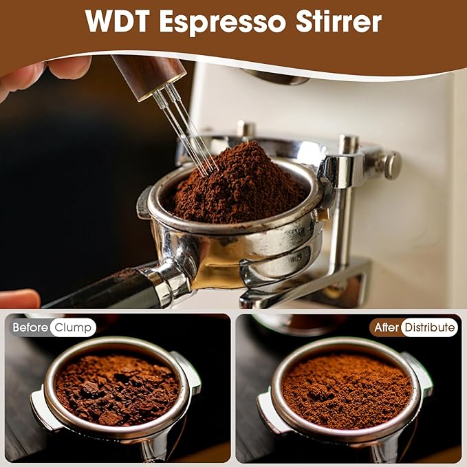 51mm Spring Loaded Espresso Tamper Kit with WDT Tool Dosing Ring and Tamping Mat for 51mm Portafilter Home Coffee Machines