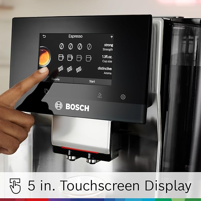 Bosch 800 Series Fully Automatic Espresso and Coffee Machine – 36 Drinks with Coffee World, Cold Brew, Double Cup, Integrated Milk Container, Smart Features, in Stainless Steel TQU60703