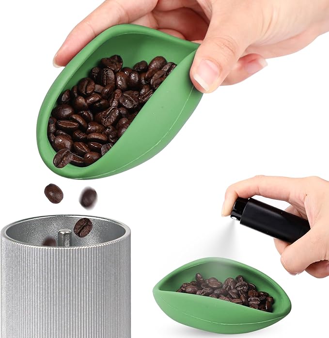 Koluti Silicone Coffee Bean Dosing Cup and Spray Bottle Set, Single Dose Container Measuring Tray, Coffee Bar Accessories Kit Coffee Lover Gift