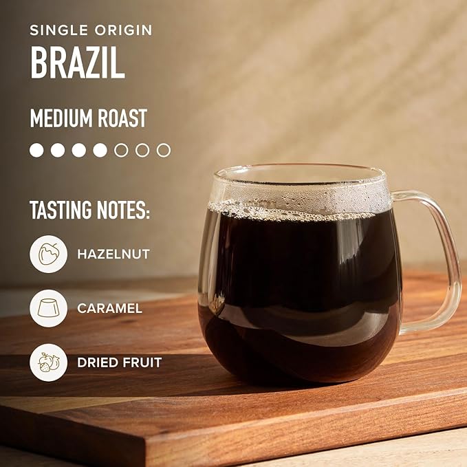 Peet's Coffee, Medium Roast Ground Coffee, 100% Arabica Coffee - Single Origin Brazil 18 Ounce Bag