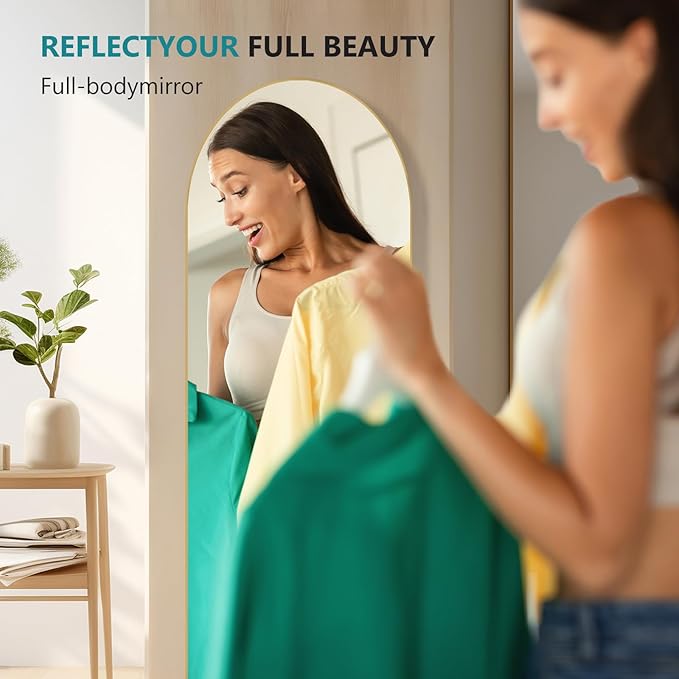 NEWBULIG Full Length Mirror, Upgraded Body Wall Mirrors with Shatter-Proof Glass, Floor Standing Mirror, Home Wall Decor