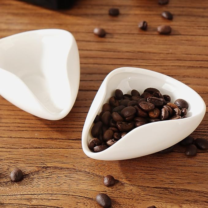 1 Piece Ceramic Coffee Beans Dosing Cup Coffee Bean Weighing Tray Coffee Bean Weighing Bowls Loose Leaf Tea Presentation Ceramic Tea Vessel Porcelain Cha He, 4 x 3 Inches, White