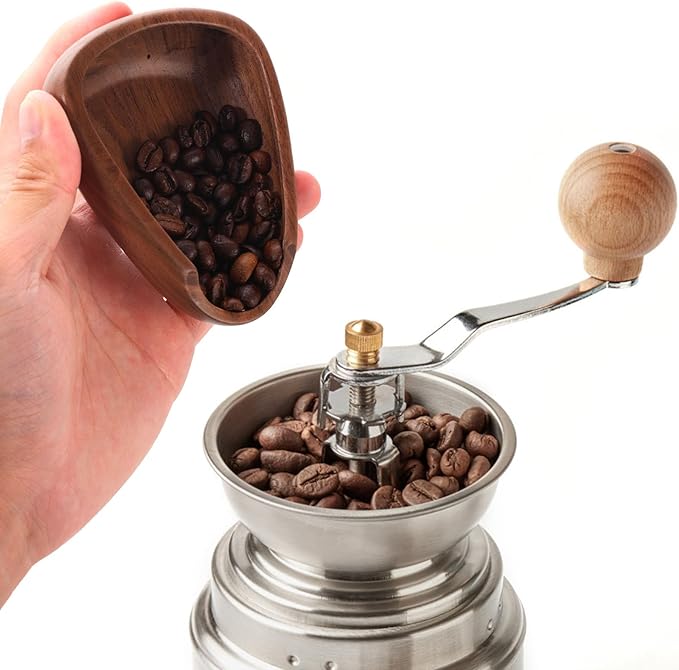 3pcs Espresso Bar Accessories Kit, Include Walnut Wood Coffee Bean Dosing Cup Measuring Tray and Static Reduction Spray Bottle and Spoon for Coffee Lovers Gift