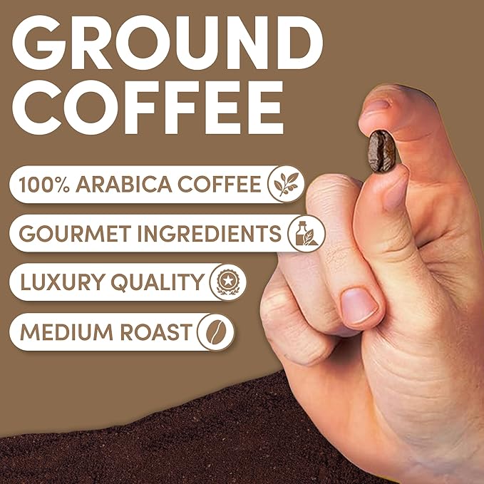 2 lb Vanilla Hazelnut Ground Coffee | Vanilla & Hazelnut Flavored Coffee Medium Roast | Bulk Sweet Nutty Flavored Ground | Specialty Grade | 32 oz