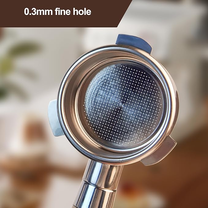 stochastic box 54 mm Bottomless Portafilter with Puck Screen, 3 Ears Espresso Portafilter Compatible with Breville Barista Express Machines,Stainless Steel Por tafilter and Maple Handle