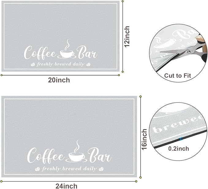 Absorbent Coffee Mat, Fashion Dish Drying Mat for Kitchen Counter Coffee Bar Accessories Espresso Machine Dish Rack 16" x 24" Light Grey