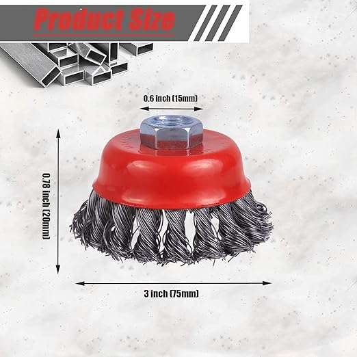 30 Pack 3 Inch Wire Cup Brush for Angle Grinders - 5/8 Inch Arbor, Knotted Wire Brush for Heavy Rust Cleaning