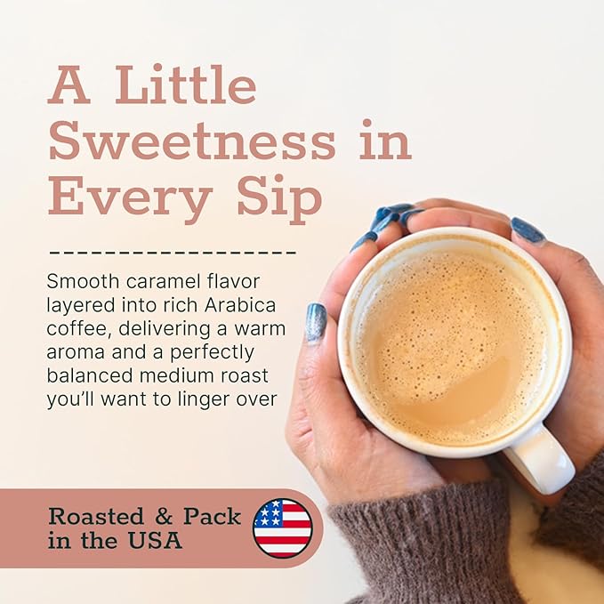 Couple’s Coffee Flavored Ground Coffee | Caramel Flavored Coffee | Gives Back to Military Families | Caramel Cuddles | Made with 100% Arabica Beans | 12oz