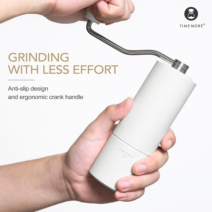 TIMEMORE Chestnut C2S Manual Coffee Grinder with Internal Adjustable Grind Setting, Capacity 20g Hand Coffee Grinder with Stainless Steel Conical Burr, for Espresso to French Press, White