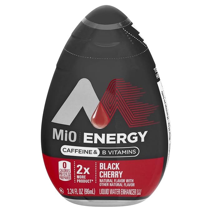 MiO Energy Black Cherry Naturally Flavored Liquid Water Enhancer 1 Count 3.24 fl oz (Pack of 5)
