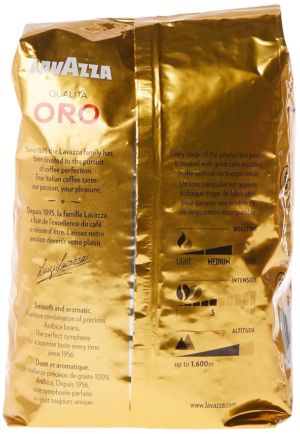 Lavazza Qualità Oro Whole Bean Coffee Blend, Medium Roast, 2.2-Pound Bag (Pack of 6)
