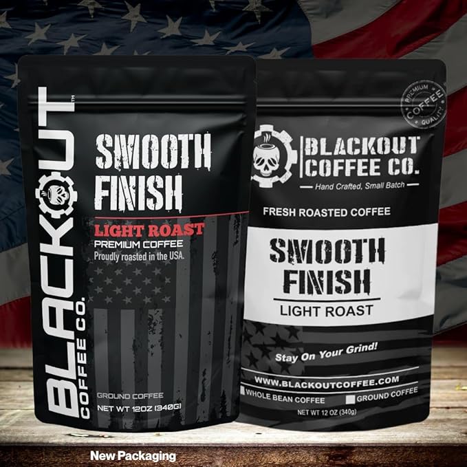Blackout Coffee Smooth Finish Whole Bean Coffee – Light Roast, Bright & Smooth Taste – Freshly Roasted 12oz Bag