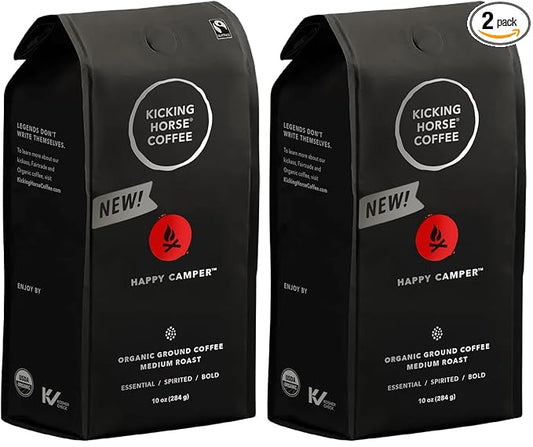 Kicking Horse Happy Camper Ground Coffee,10 Ounce - Certified Organic,Fairtrade,Kosher Coffee,(Pack of 2)