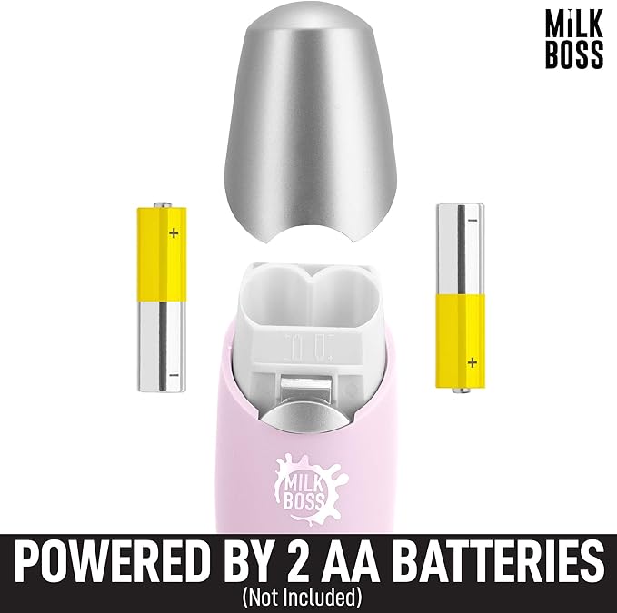 Milk Boss Mighty Milk Frother Handheld Whisk Mixer - Coffee Frother Electric Handheld Foam Maker & Frother For Coffee - Portable Electric Whisk With 16-Piece Stencils For Lattes, Matcha & More (Pink)
