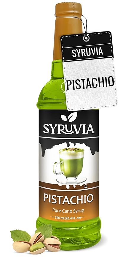 Syruvia Coffee Syrup, Pistachio Flavored Syrup for Drinks and Desserts – 25.4 fl oz