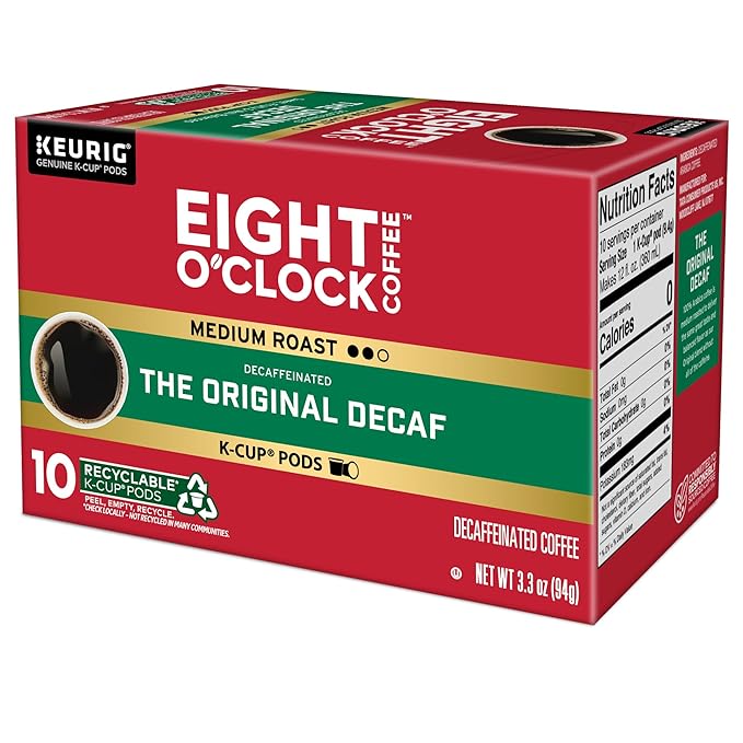Eight O'Clock Coffee The Original Decaf, Single-Serve Keurig K-Cup Pods, Medium Roast Coffee Pods, 60 Count