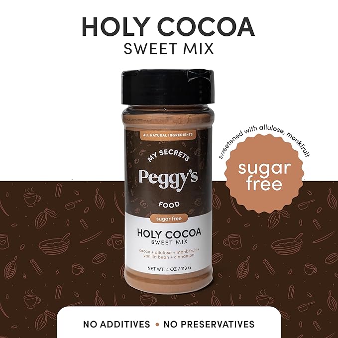 My Secrets Peggy's Food Holy Cocoa Powder - Premium 100% Natural Unsweetened Pure Cacao for Coffee, Smoothies & Desserts - Rich Dark Chocolate Flavor, Vegan, Keto, No Additives - 4 Oz