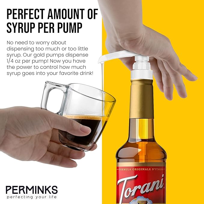 Syrup Pump Compatible with Torani and Davinci Bottles (25.4 oz-750ml (White)