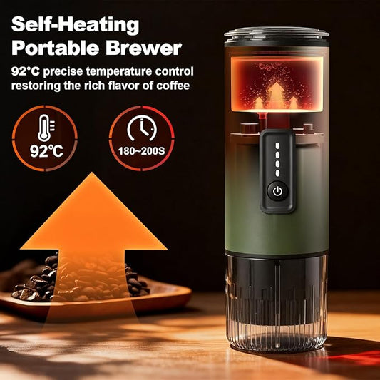 Uiifuidy 3-in-1 Portable Espresso Maker | 20 Bar Self-Heating | USB-C | Ground & Capsule | Travel Coffee Machine