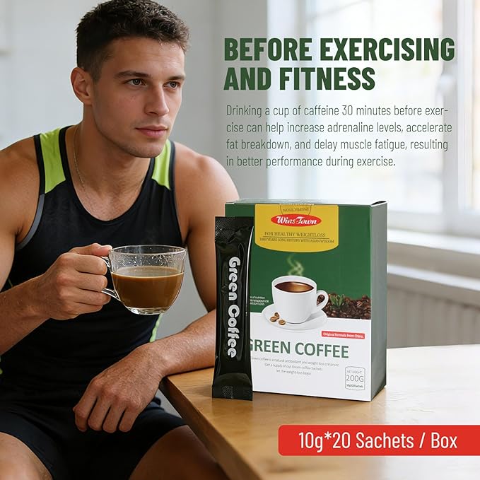 Wins Town Slimming Green Coffee, 200g Natural Diet Supplement for Healthy Weightloss, 20 Sachets