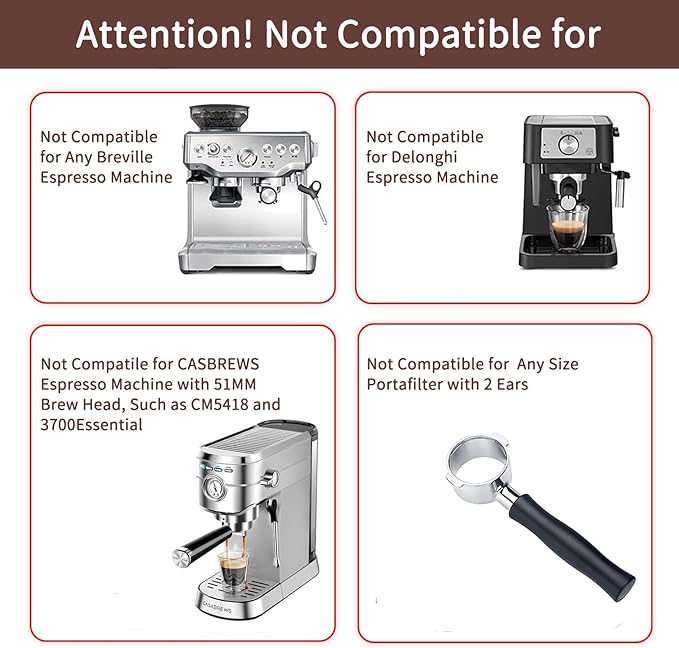 58mm Bottomless Portafilter for CASABREWS Ultra, Bottomless Portafilter with 58mm Puck Screen Compatible for CASABREWS 4700Gense, 5700Series Espresso Machine, Stainless Steel Filter Holder and Filter