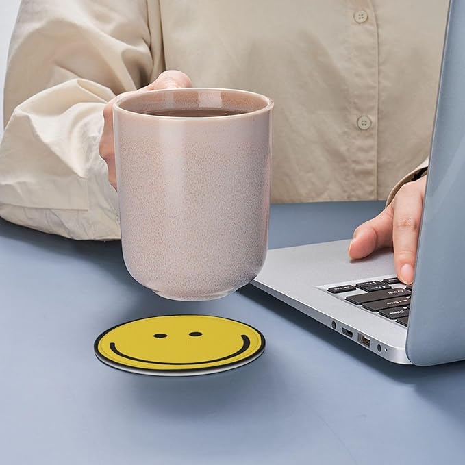 Smiley Face Coasters Set 6 for Drinks Happy Face Coaster for Coffee Table Gifts Home Decor,3.9 Inches