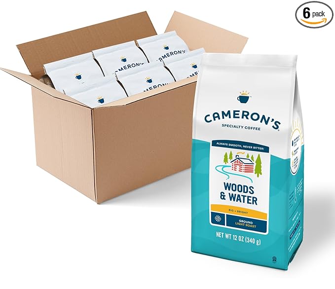 Cameron's Coffee Roasted Ground Coffee Bag, Woods & Water, 12 Ounce, Pack of 6 - NEW