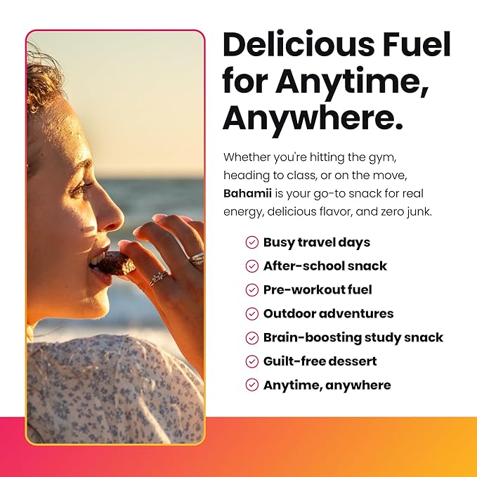 Bahamii Snack Bars, Made with Dates & Nuts, Healthy Snacks, Gluten Free, Good Source of Fiber, Only 6 Ingredients, For Kids & Adults, No Added Sugar, Vegan, 12 Pack, Coconut Vanilla