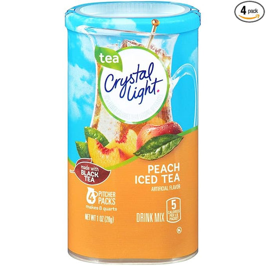 Crystal Light Peach Tea Drink Mix (16 Pitcher Packets, 4 Canisters of 4)