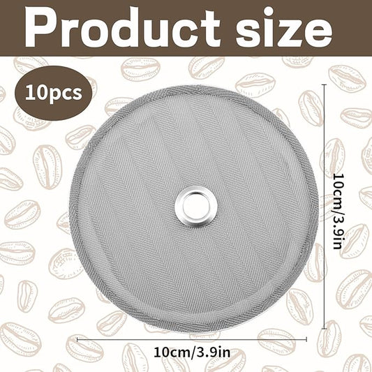10-Pack Durable Mesh Filters for French Press Coffee Makers,French Press Filter, French Press Screen Replacement, Easy to Clean and Reusable