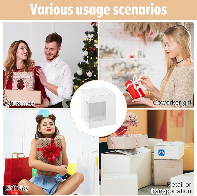 36 Pack Mug Boxes for Gifts Coffee Mugs Boxes Gift for Shipping Sublimation Transparent Wine Glass Gift Packaging Box for Blanks 11oz, 12oz, 15oz Wrapping(White)
