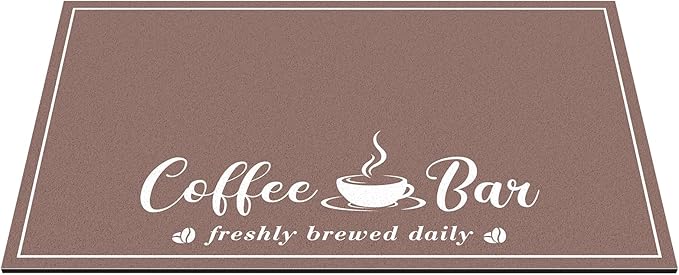 Absorbent Coffee Mat, Fashion Dish Drying Mat for Kitchen Counter Coffee Bar Accessories Espresso Machine Dish Rack 16" x 24" Brown
