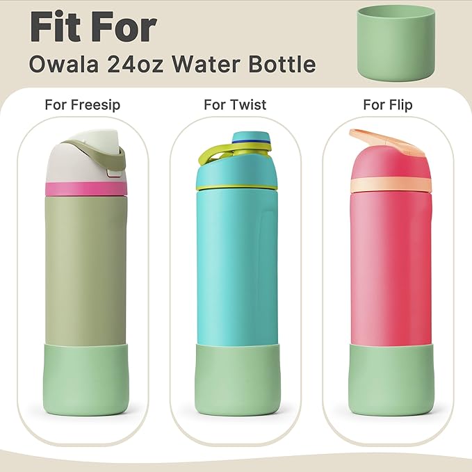 Silicone Boot for Owala 24 oz Water Bottle, Anti-Slip Protective Sleeve Bottom Cover for Owala Twist/FreeSip/Flip Stainless Steel Water Bottle(Avocado)