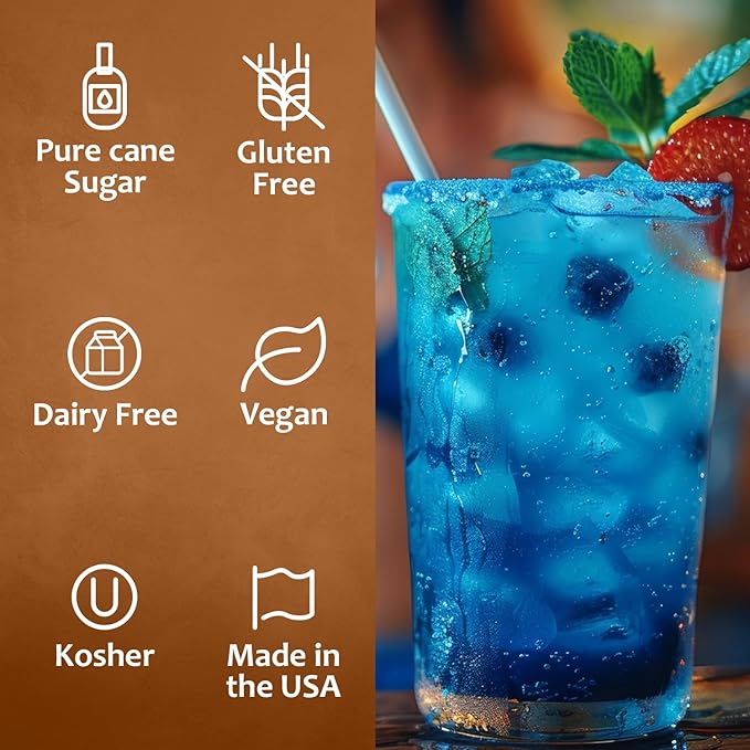 Syruvia Blue Raspberry Syrup, Flavored Syrup for Drinks, Cocktails, Lemonades, Iced Teas, and Desserts – 25.4 fl oz