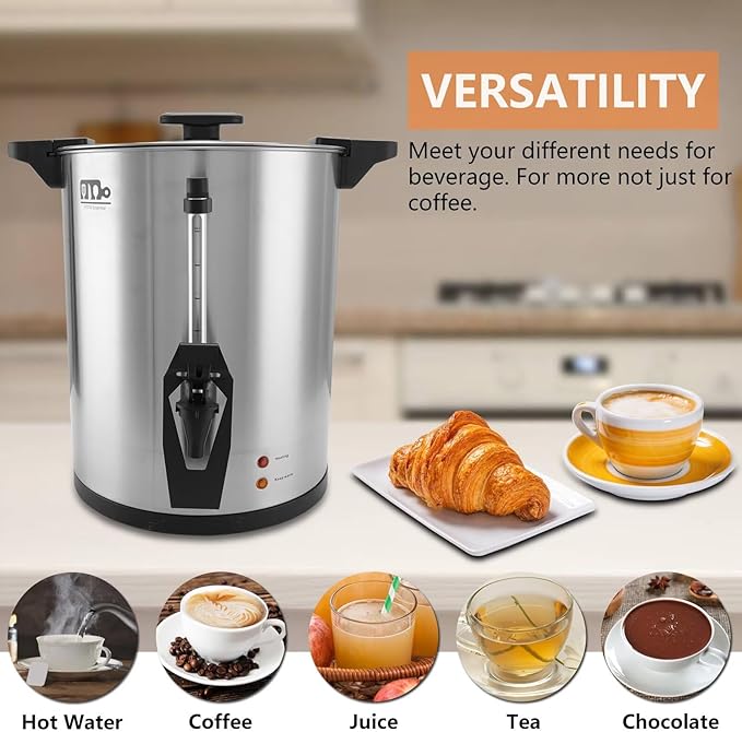 45 Cup 8L/2.11Gallon Commercial Coffee Urn, Festa Essential 950W Large Percolate Coffee Maker, Hot Beverage dispenser With Double Dripless Faucet,Quick-Brewing Hot Water Urn for Catering,Home,Events