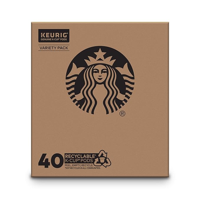 Starbucks K-Cup Coffee Pods, Starbucks Blonde, Medium, Dark Roast and Flavored Hot or Iced Coffee, Variety Pack, 40 Keurig Pods