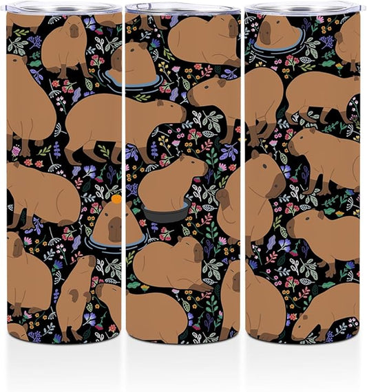 Capybara Gifts, 20 Oz Straight Skinny Tumblers, Stainless Steel Tumbler, Double Wall Vacuum Travel Mug, Capybara Stuff Animal Coffee Cup, Insulated Coffee Mug Thermal Cup for Home, Office, Outdoor