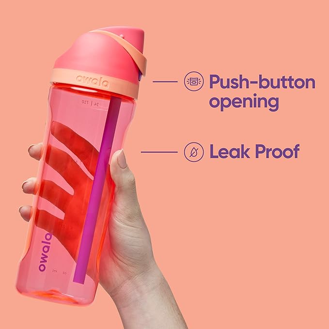 Owala FreeSip Clear Water Bottle with Straw for Sports and Travel, BPA-Free, 25-Ounce, Very, Very Dark