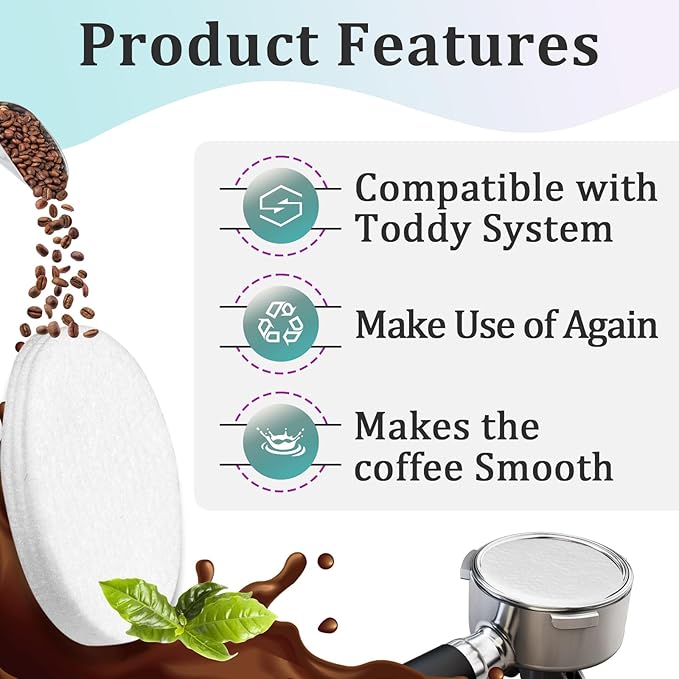 20 Pcs Cold Brew System Felt Filters Compatible With Toddy, Reusable Coffee Filters Fit for Nispira Replacement Water Filter and Alocs Coffee Filter
