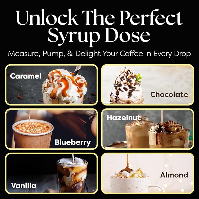 4 Pack Fresh Finest Coffee Syrup Pump Dispenser, Syrup Pump is Compatible with Torani, Davinci, Jordans Skinny Syrups, Fits 25.4 Oz/750 ML Bottles, for Coffee Syrups, Teas, Snow Cones, Smoothies