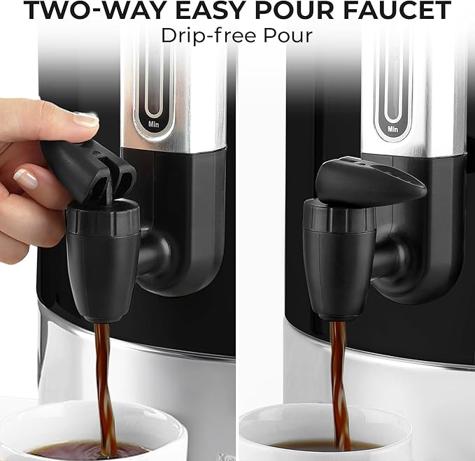 Zulay Commercial Coffee Maker - 100 Cup Coffee Percolator With Double-Wall Stainless Steel & Twist-Lock Lid - Quick Brewing Coffee Urn With Keep-Warm Mode For Events & Catering - Black