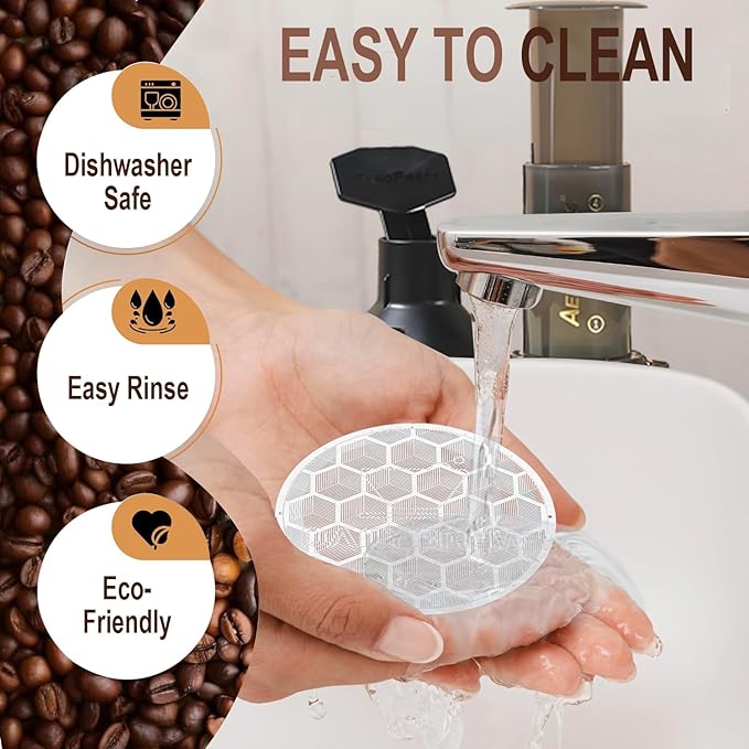 Dailybrew Reusable Stainless Steel Coffee Filter compatible with AeroPress Coffee Maker Standard, Same Flow with Paper Filters While Keeping Richer Flavor & Delicious Coffee-oils