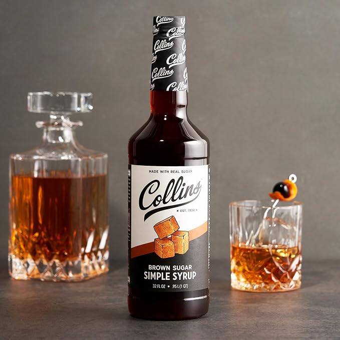 Collins Brown Sugar Syrup - Simple Syrup for Cocktails, Brown Sugar Coffee Syrup - Cocktail Syrup 32oz Set of 1
