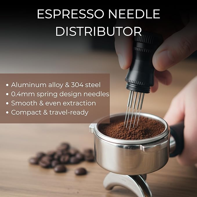 Espresso Accessories Kit – Coffee Distributor & Tamper Leveler Set with WDT Tool and Dosing Funnel | Barista Espresso Tamper Kit Fits 51mm Espresso Machines & Portafilters